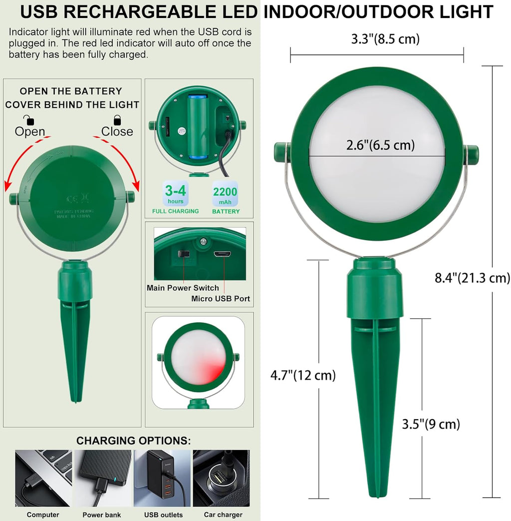 Cordless Landscape Light Rechargeable, Color Changing Garden Lighting, Waterproof Spotlight Outdoor with Remote, Used for Garden Bonsai Path Holiday Atmosphere Light Decoration