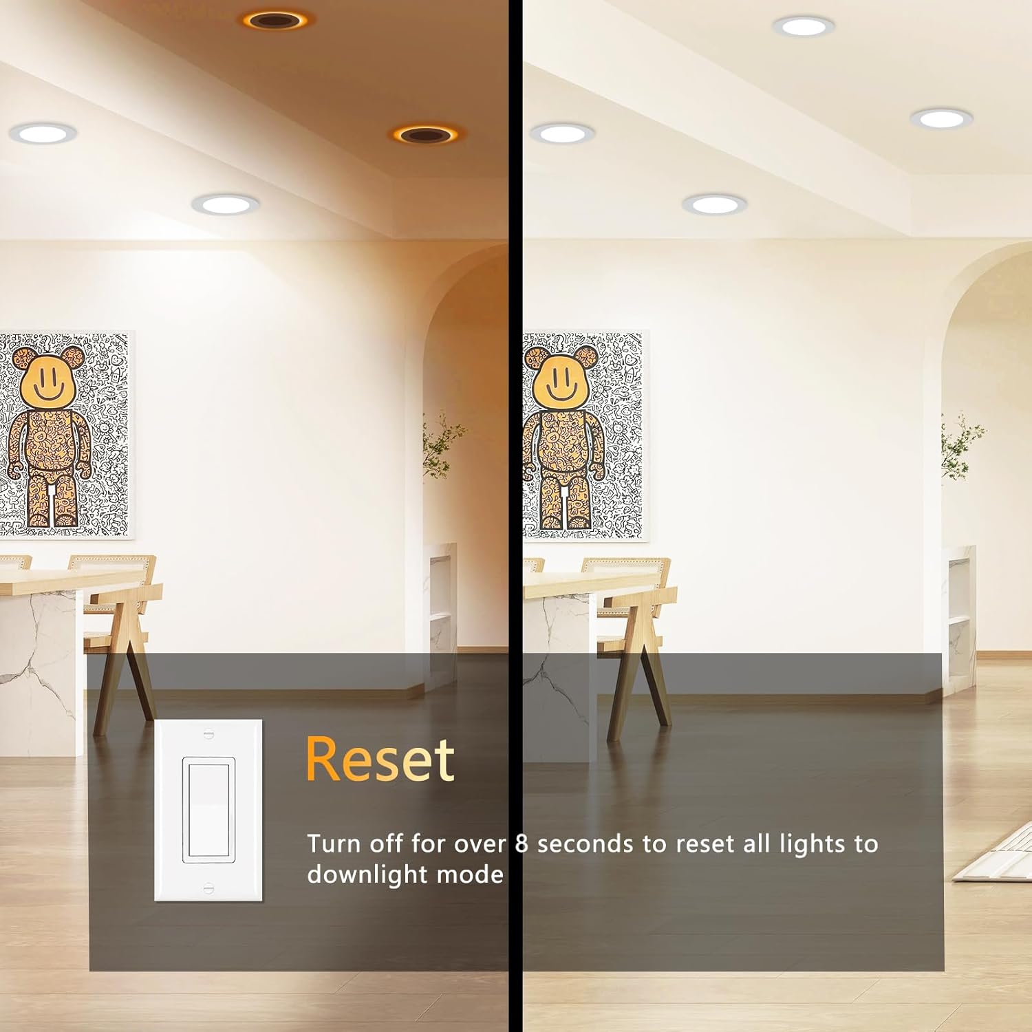CycevSun 6 Pack LED Recessed Lighting 6 Inch with Night Light, Dimmable 5CCT Canless Ultra Thin Wafer Downlight Soffit with Junction Box, 5 Color Selectable, 12W, ETL & Energy Star