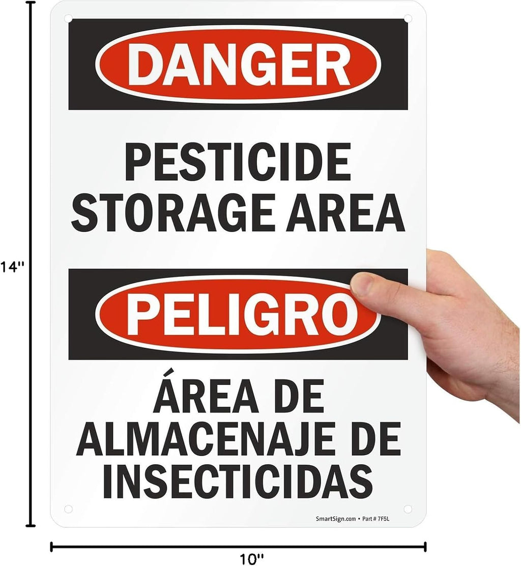 SmartSign "Danger - Pesticide Storage Area" Bilingual Sign | 10" x 14" Plastic