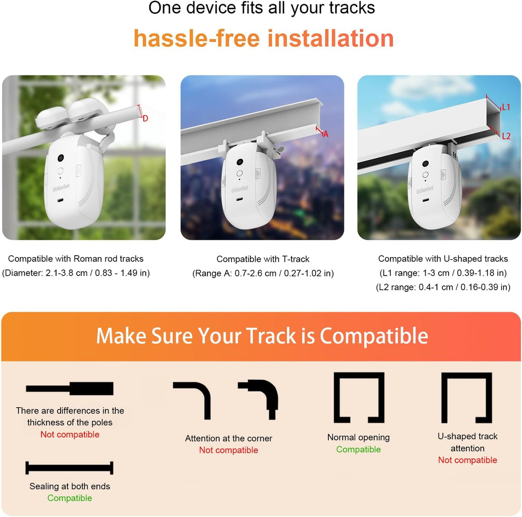 Automatic Curtain Opener - Gifts for Women and Men, Smart Curtain Opener with Remote for Roman/U/T Rails, Bluetooth Curtain Opener with App/Timer, Compatible with Alexa and Google Home