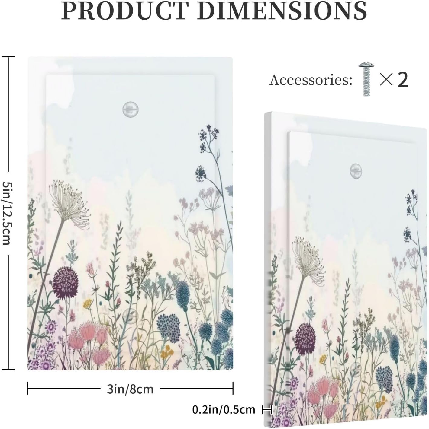 Colorful Wildflower Watercolor Dandelion Floral Light Switch Cover Plate 1 Gang No Device Blank Electrical Wall Plates Faceplate Decorative Switch Plate For Cabin Home Decor