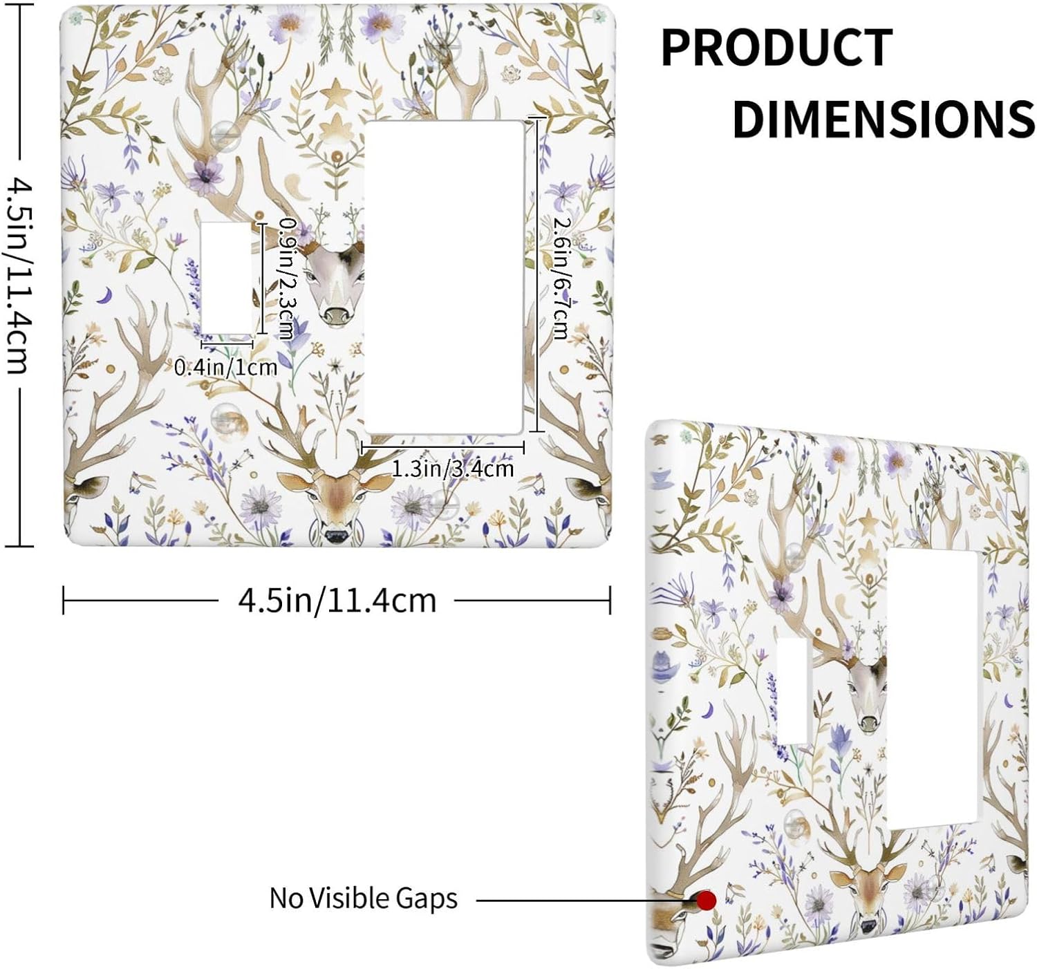 Outlet Covers Gothic Retro Floral Damask Elk Wild Flower 1 Toggle 1 Rocker Combination Decorative Wall Plate Electrical Switch Plates Light Switch Cover Plate For Bed Room Living Room