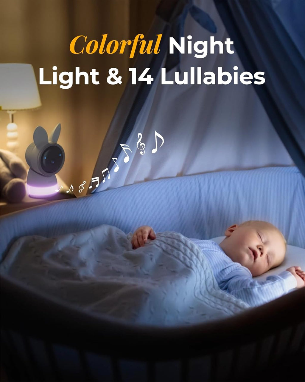 ARENTI Baby Monitor with 2 Cameras, Cry&Motion Detection, 2K Smart Baby Camera with 5'' Upgraded Wireless Display, 2 Way Audio, Super Night Vision, Lullabies, Breathing Light, Temp&Humidity Sensor
