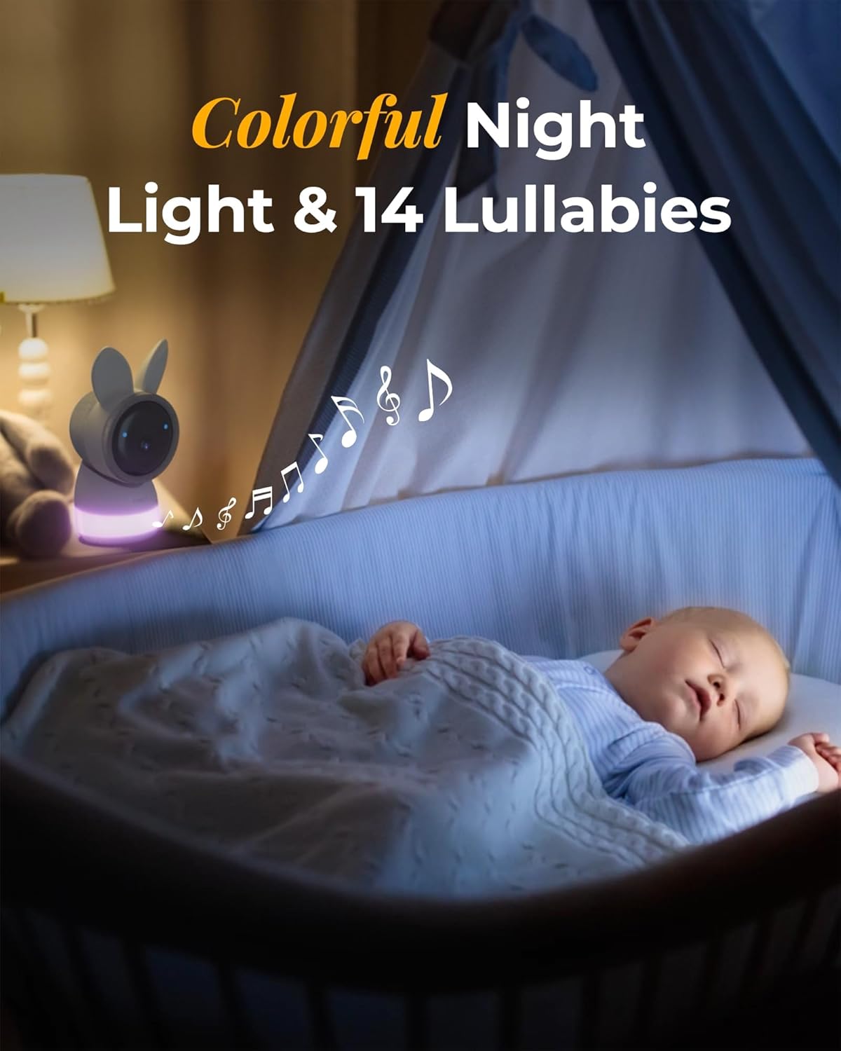 ARENTI Upgraded Baby Monitor with Camera, 3MP 2.4G WiFi Baby Camera Monitor, Infrared Night Vision, Night Light, 2-Way Audio, Cry&Motion Detection, Temp&Humidity Sensor, App Control