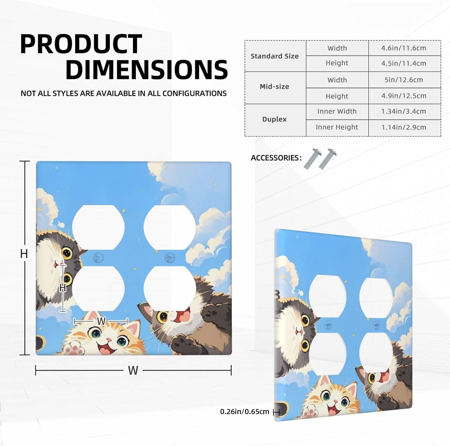 Outlet Covers Orange Gray Cute Cat Sky Cloud Cat S Paw 2 Gang Double Duplex Decorative Light Switch Covers Electrical Wallplates Socket Faceplate For Kids Room Nursery Decor