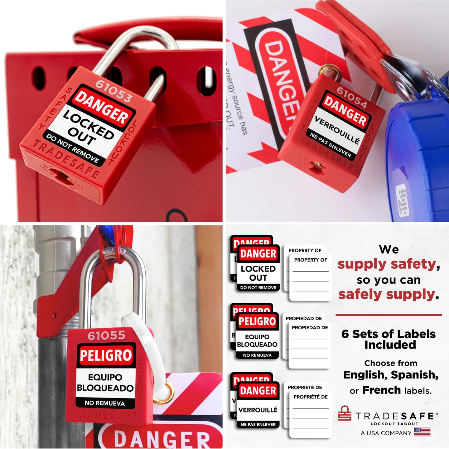 TRADESAFE Lockout Tagout Locks Set - 7 Red Loto Locks, Lockout Locks Keyed Different, 2 Keys Per Lock, OSHA Compliant Lock Out Tag Out Padlocks, Safety Padlocks for Electrical Lockout Tag Out Kits