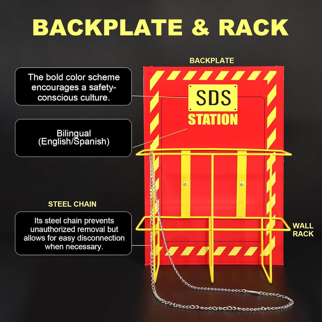MSDS SDS Binder and Wall Station,Yellow Heavy Duty 3 Inch Material Safety Data Sheet 3 Ring Binder with SDS Wire Rack and Display Sign, Chain,Mounting Hardware,Safety Posters,MSDS Labels
