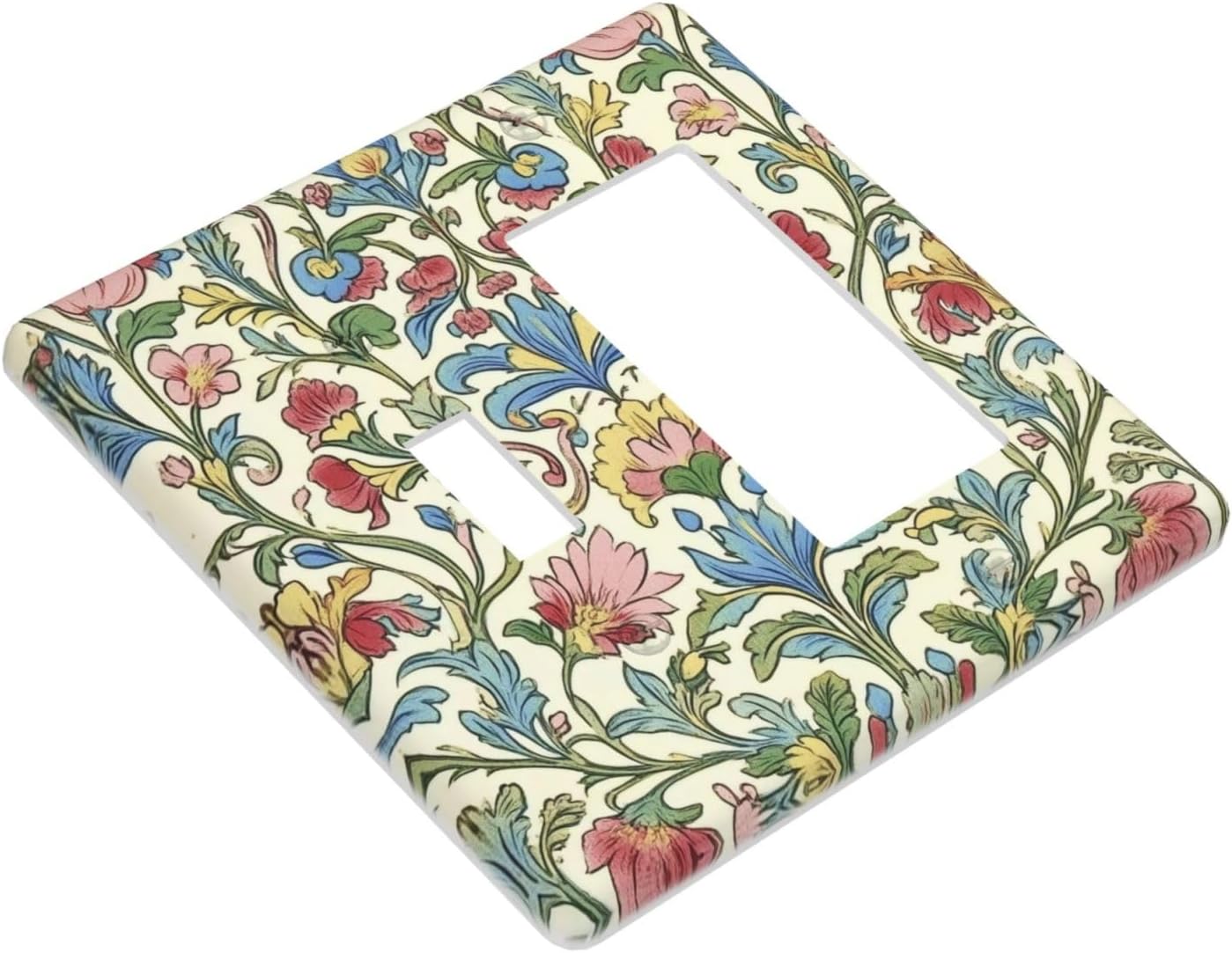 Outlet Covers Boho Red Floral Morris Plant Leaves 1 Toggle 1 Rocker Combination Decorative Wall Plate Electrical Switch Plates Light Switch Cover Plate For Farmhouse Cabin Decor