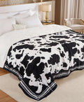 CAROMIO Heated Electric Blanket King Size with LCD Dual Controller, Cow Print Heating Blankets, 10 Heat Levels & 1-12H Time Settings, ETL Certified, Machine Washable, Black White, 100" x 90"