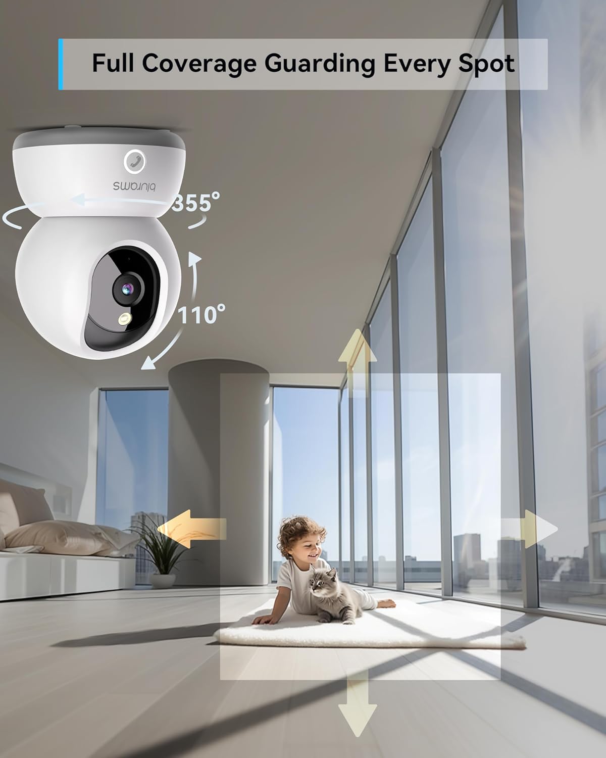 blurams Pet Camera,2K Security Camera Indoor,Dog Camera with Phone App,Home Camera for Baby with One-Touch Call,Color Night Vision,2-Way Audio,AI Motion Detection(2.4GHz ONLY) (A31C + 64GB SD Card)