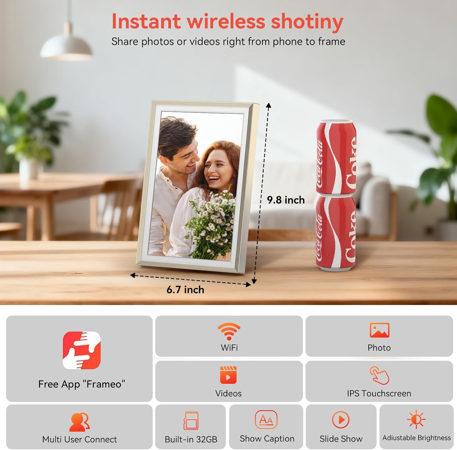 Frameo 10.1 inch Digital Picture Frame, Smart WiFi Digital Photo Frame with 32G Memory, HD Touch Screen, Auto-Rotate(ChampagneGold)