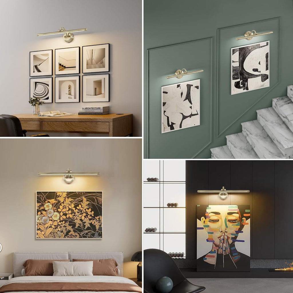 Battery Operated Picture Light, Cordless Art Light with Remote Control, Photo Frame Light with 5000mAh Battery, 3 Color Temperatures & Stepless Dimming for Gallery, Hallway(Antique Bronze, 23.6inch)