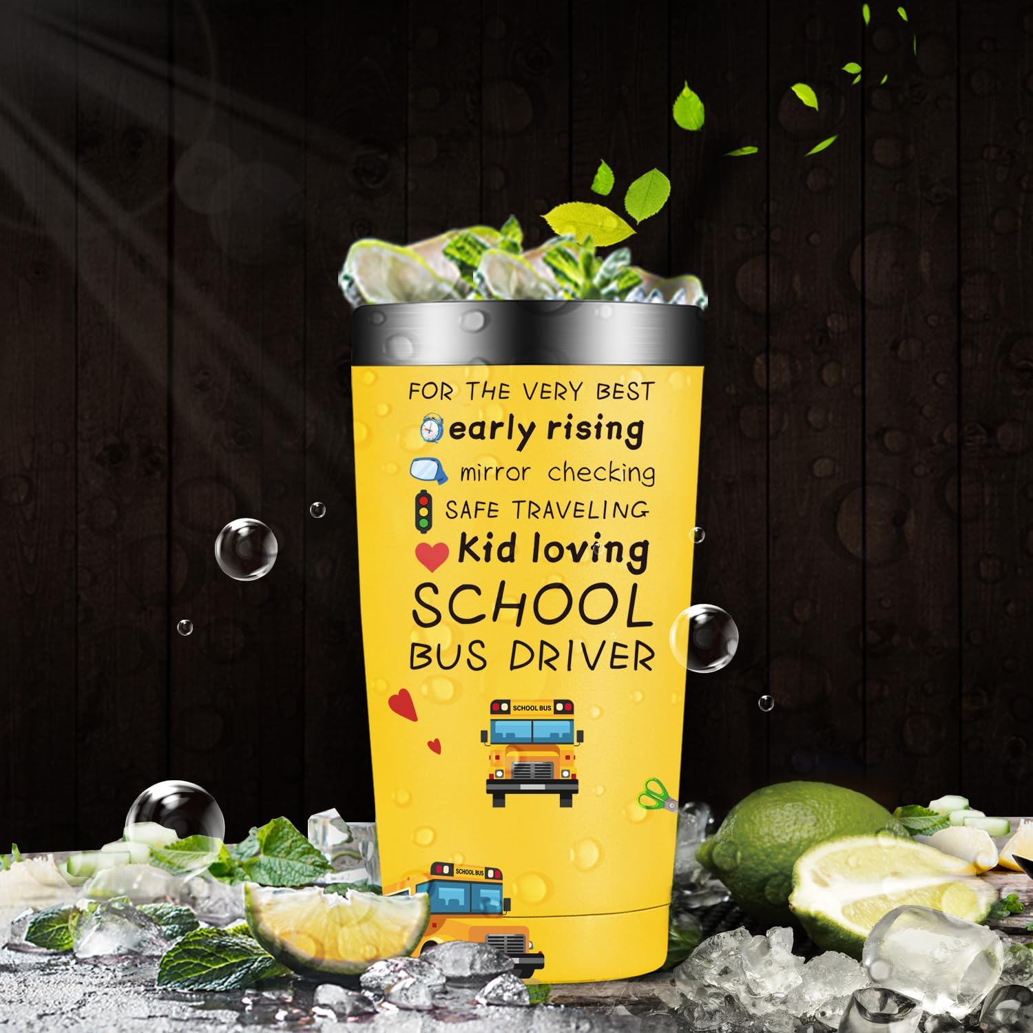 Fufandi School Bus Driver Gifts for Men, Women - Bus Driver Back to School Thank You Appreciation Gifts, Drivers Retirement Birthday Gift - Tumbler Cup 20oz