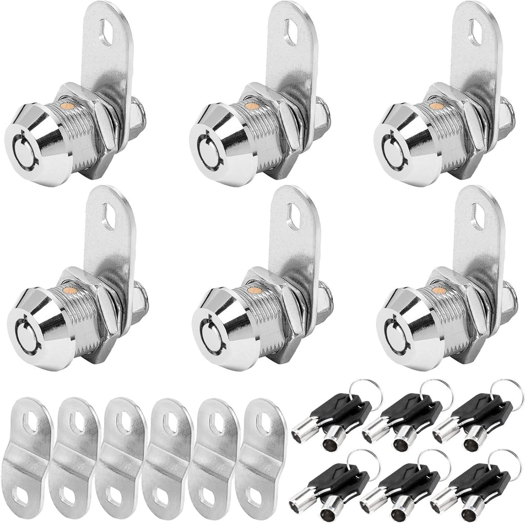 Cam Lock RV Storage Lock Keyed Alike, 5/8" Fits on 3/8" Max Door Thickness, RV Compartment Locks for Camper Trailer (5/8Inch 6Pack)