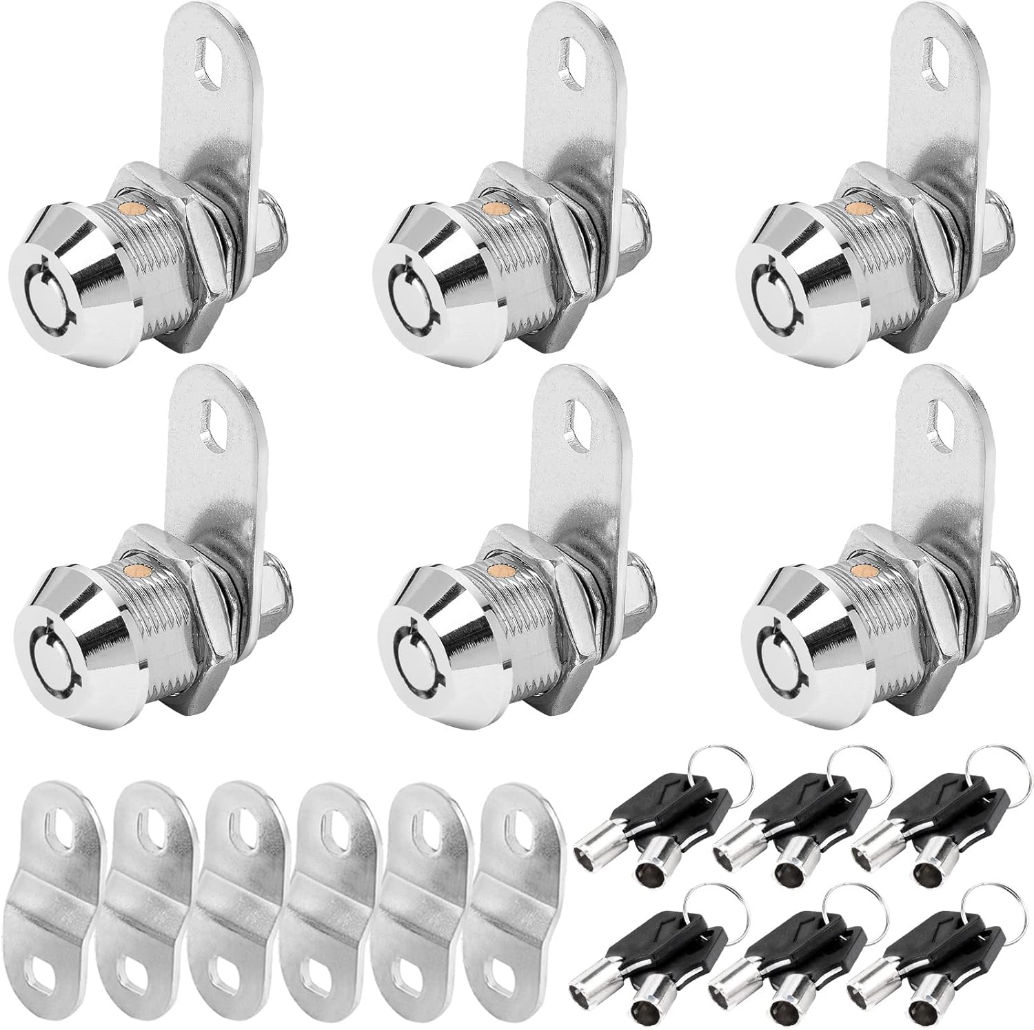 Cam Lock RV Storage Lock Keyed Alike, 5/8" Fits on 3/8" Max Door Thickness, RV Compartment Locks for Camper Trailer (5/8Inch 6Pack)