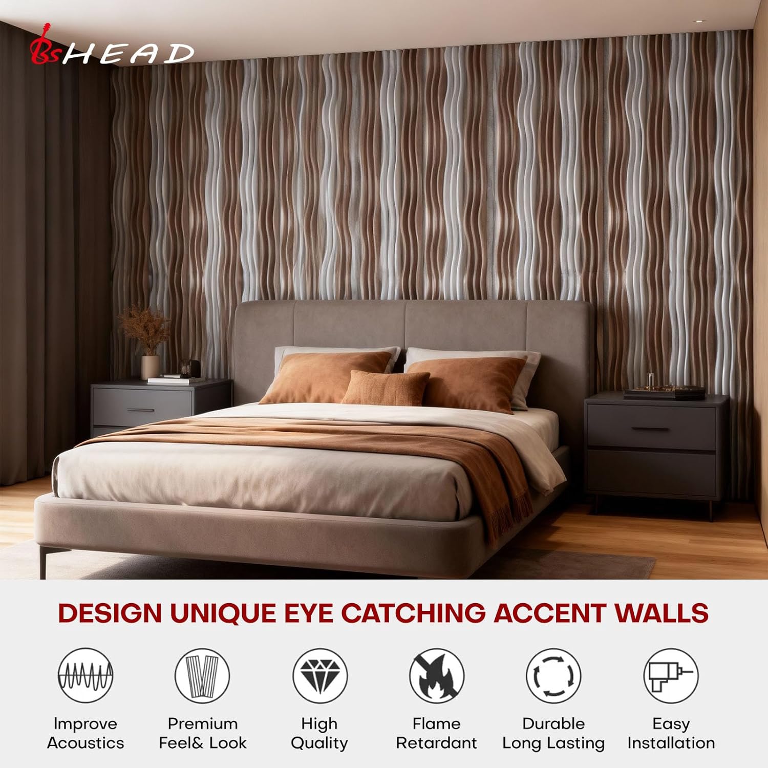 Large Acoustic Wall Panels 47.2"x23.6"x1.57"4-Pack,3D DIY Wave Sound Proof Panels for Walls, Peel and Stick Wall Panels for Room Decor, Recording Studio & Bedroom