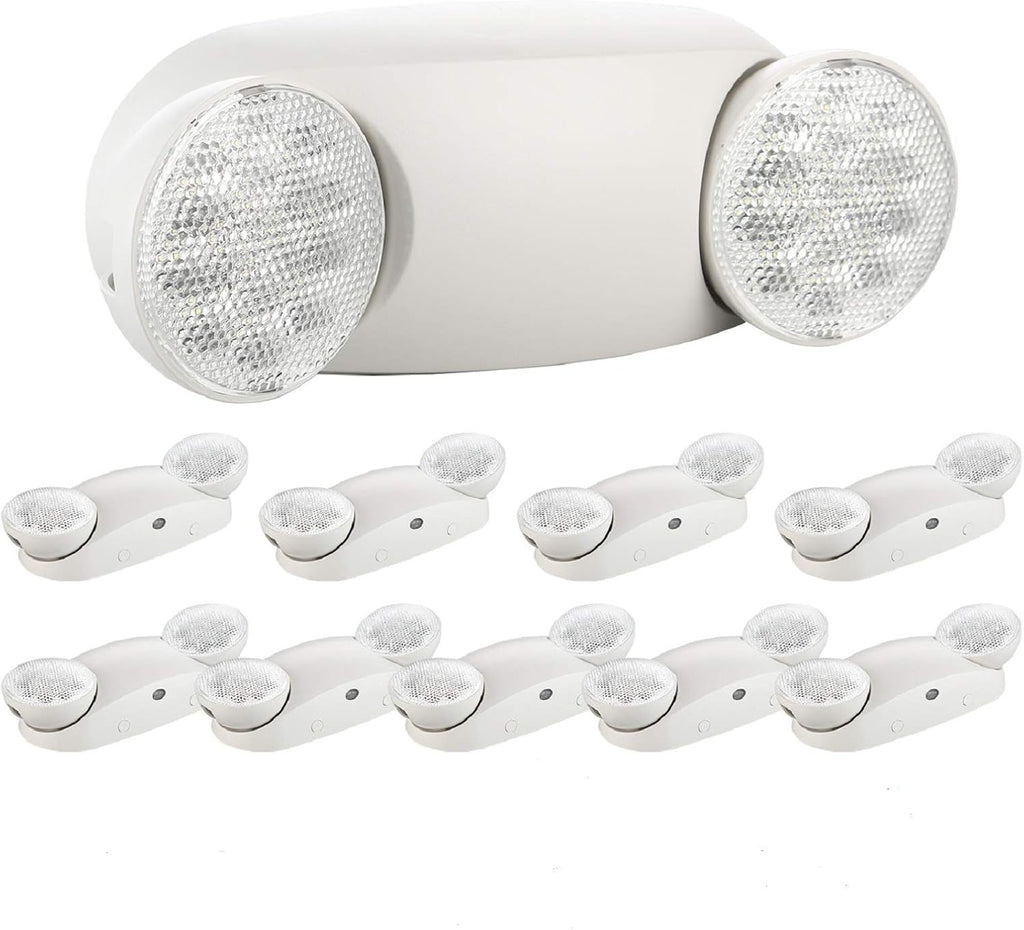 SPECTSUN 10 Pack LED Emergency EXIT Sign Lighting Combo- 120-277V Emergency Exit Lights for Home Power Failure-UL 924 Certified Commercial Emergency Light Fixtures,Ebulb Led Light Bulb