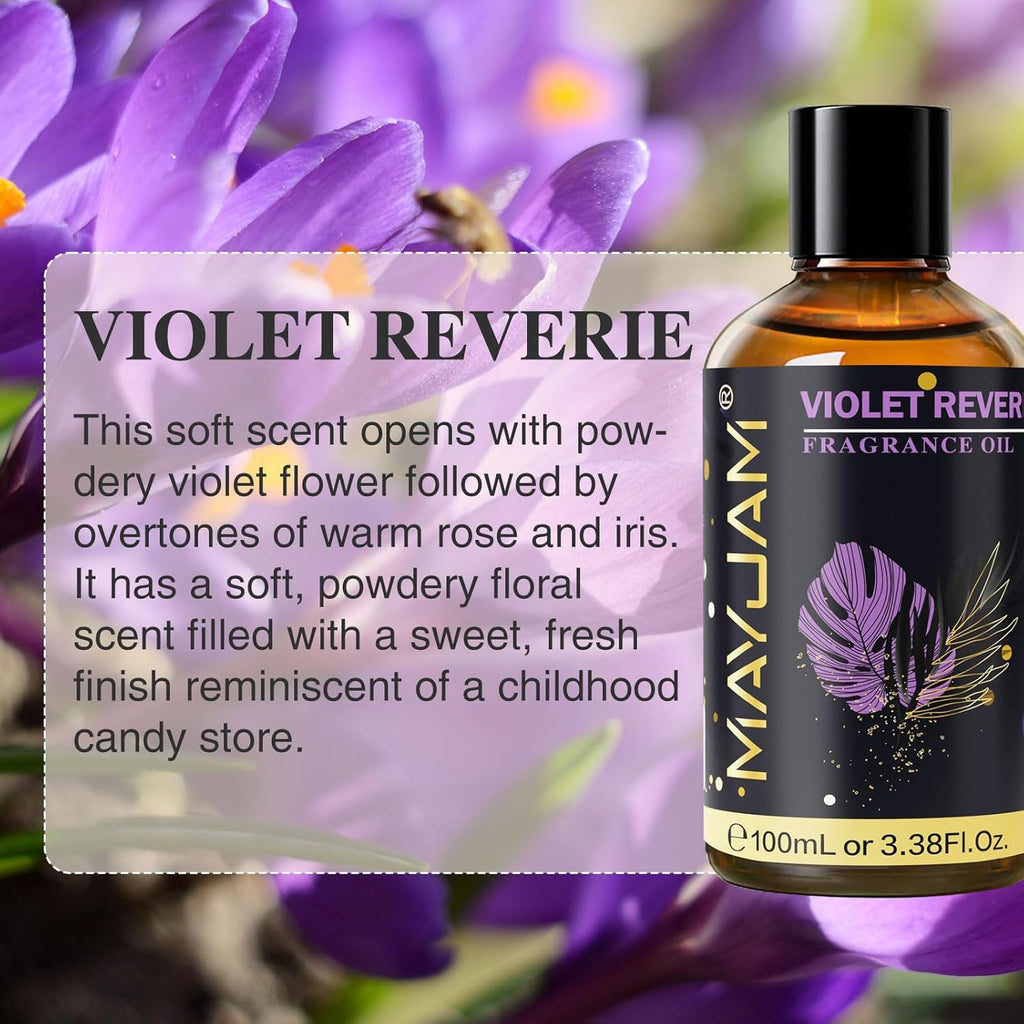 Violet Reverie Fragrance Oil Essential Oil, MAYJAM 3.38FL.OZ Violet Reverie Oil for Diffusers for Home, Long Lasting Scented Oils for Soap Candle Making - 100ML