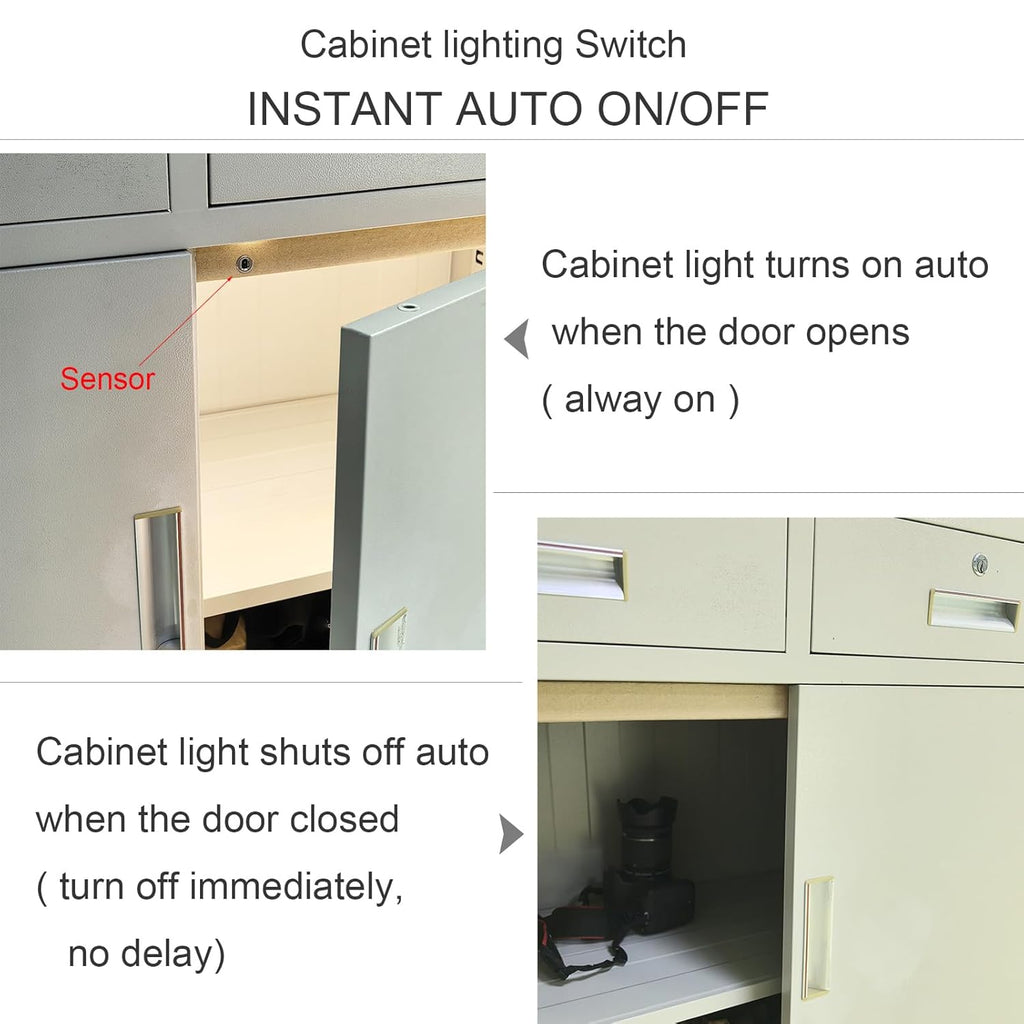 10mm 12V/24V Cabinet Door Activated Light Switch, Auto On/Off, Motion Sensor with 6ft Extension Cable for Closet Wardrobe (Single Sensor)