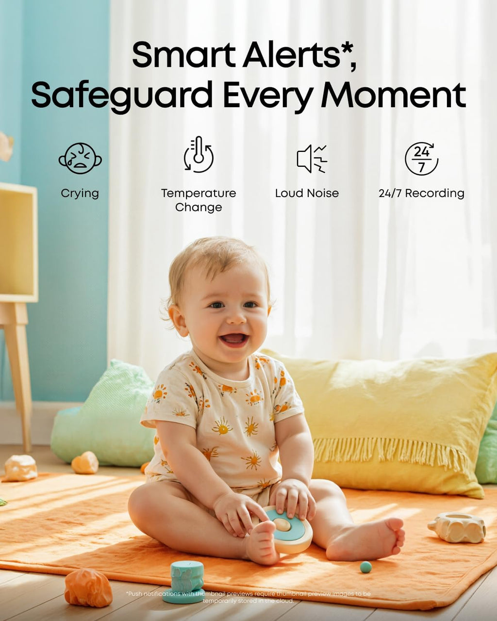 eufy Baby Monitor C10 with 2K HD Camera, 4.5" 480p Display, 4× Zoom, Pan-Tilt, Night Vision, Hybrid Wi-Fi & No Wi-Fi Connection, 12 H Battery, Motion, Cry, Noises, Temperature Alters, 2-Way Talk, VOX