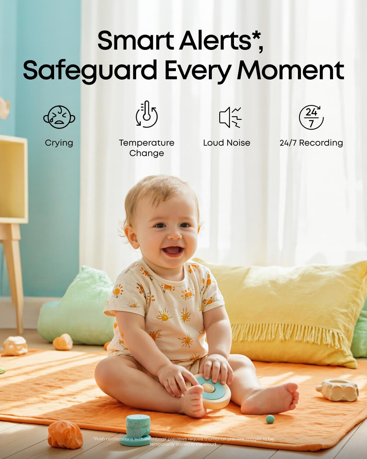 eufy Baby Monitor C10 with 2K HD Camera, 4.5" 480p Display, 4× Zoom, Pan-Tilt, Night Vision, Hybrid Wi-Fi & No Wi-Fi Connection, 12 H Battery, Motion, Cry, Noises, Temperature Alters, 2-Way Talk, VOX