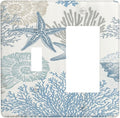Decorative Outlet Covers Blue Starfish Coral Seaweed 2 Gang Wall Plate Single Toggle 1 Rocker Light Switch Cover Switch Plate Covers for Bathroom Bedroom Home Decor