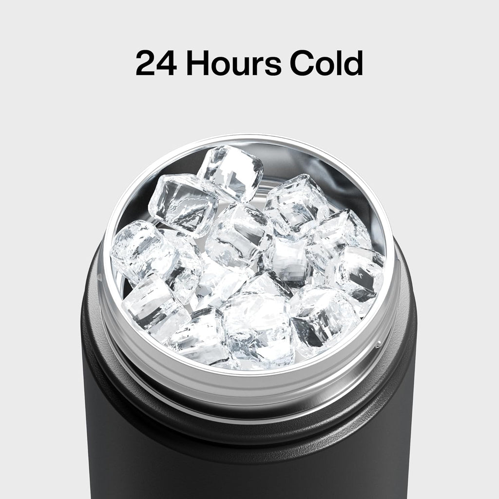 ENCOOL Insulated Water Bottle with Straw Stainless Steel Water Bottle, Leak-Proof, BPA-Free, Double Wall Vacuum Keeps Cold for 24 Hours for Sports, Travel, School (18 oz, Black Night)