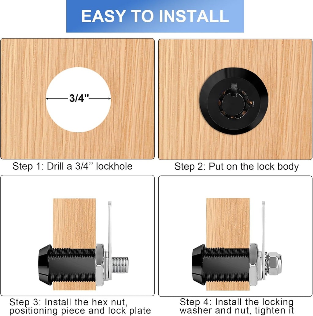 Black RV Storage Locks, 7/8” Fits 9/16” Max Door Thickness, Keyed Alike RV Compartment Locks (Black 7/8 Inch 6Pack)