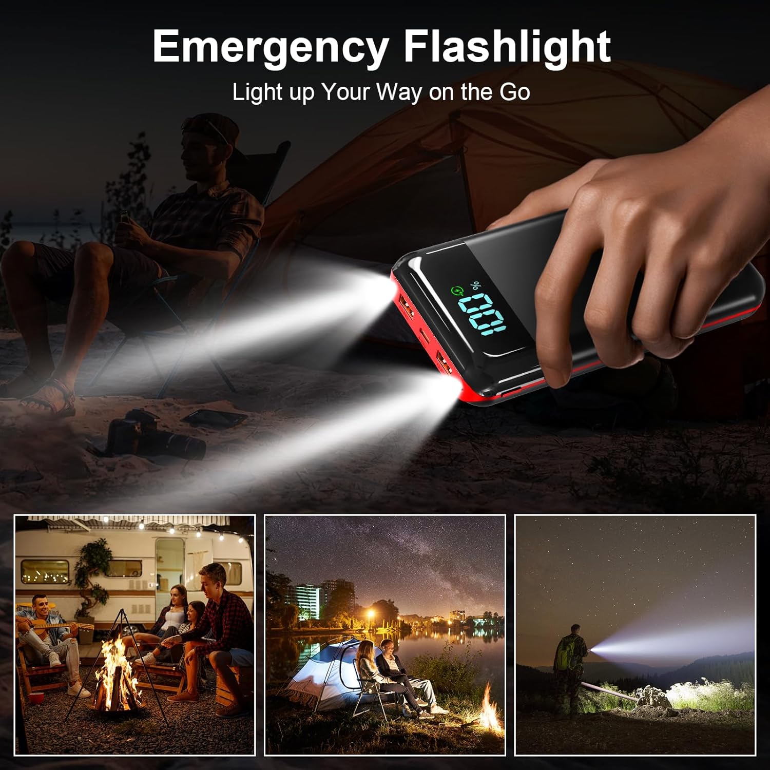 Portable Charger Power Bank 52800mAh Powerbank PD 30W and QC 4.0 Fast Charging Built-in Bright Flashlight LED Display 2 USB 1Type-C Output External Battery Pack for iPhone,Samsung