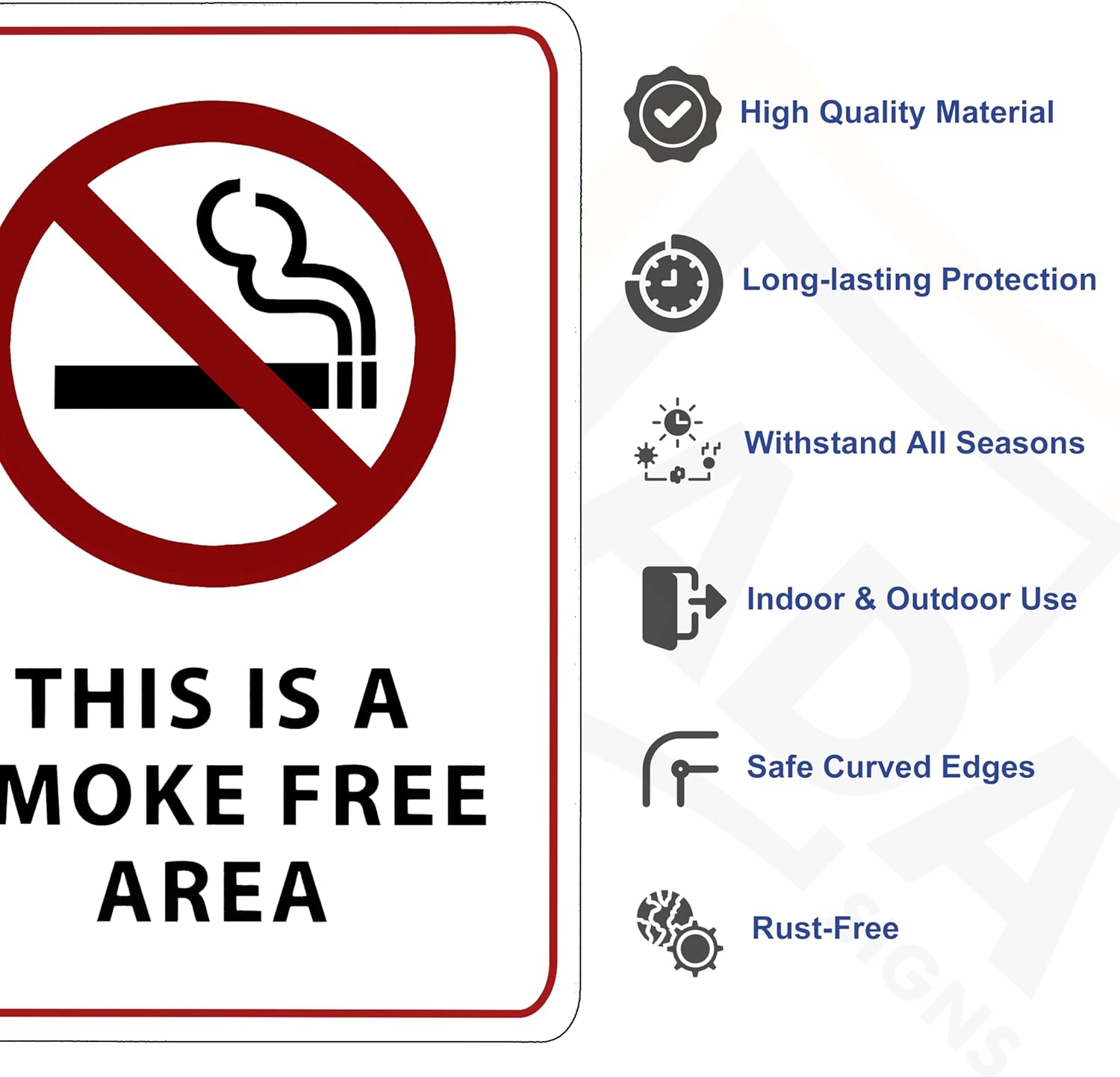This is a Smoke Free Area Sign - ADA Compliant Digitally Printed Text Wall Sign - No Smoking in This Area Signs for Offices, Businesses, Hotels, and Restaurants - Vinyl 14” x 10”