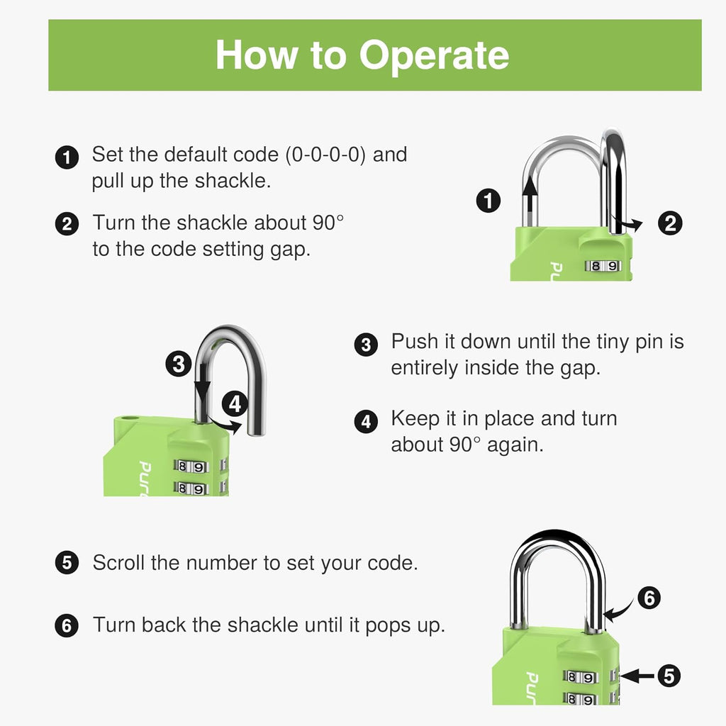 Puroma 2 Pack Combination Lock for Locker 4 Digit Outdoor Waterproof Padlock for School, Gym, Sports, Fence, Toolbox, Gate, Case, Outdoor, Hasp Storage, Cabinets (Yellow-Green)