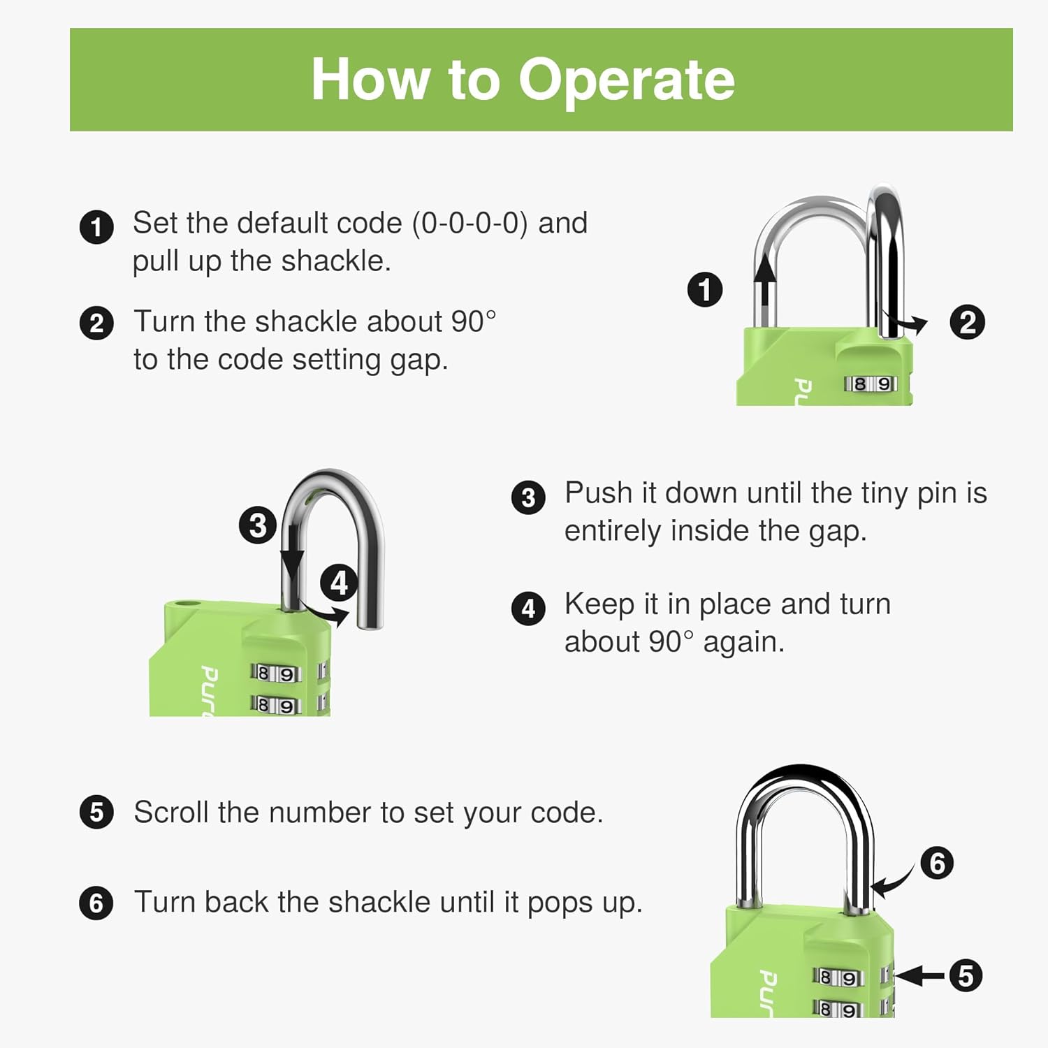 Puroma 1 Pack Combination Lock for Locker 4 Digit Outdoor Waterproof Padlock for School, Gym, Sports, Fence, Toolbox, Gate, Case, Outdoor, Hasp Storage, Cabinets (Yellow-Green)