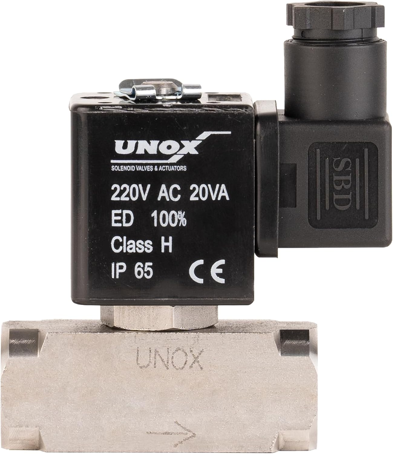 UNOX 1/8" NPT Electric Solenoid Valve 220V AC, Stainless Steel AISI316 Control Valve Normally Closed - 0-232 PSI Multi-Purpose Reliable Control Valve for Water, Air, and Gas - Solenoid Valves
