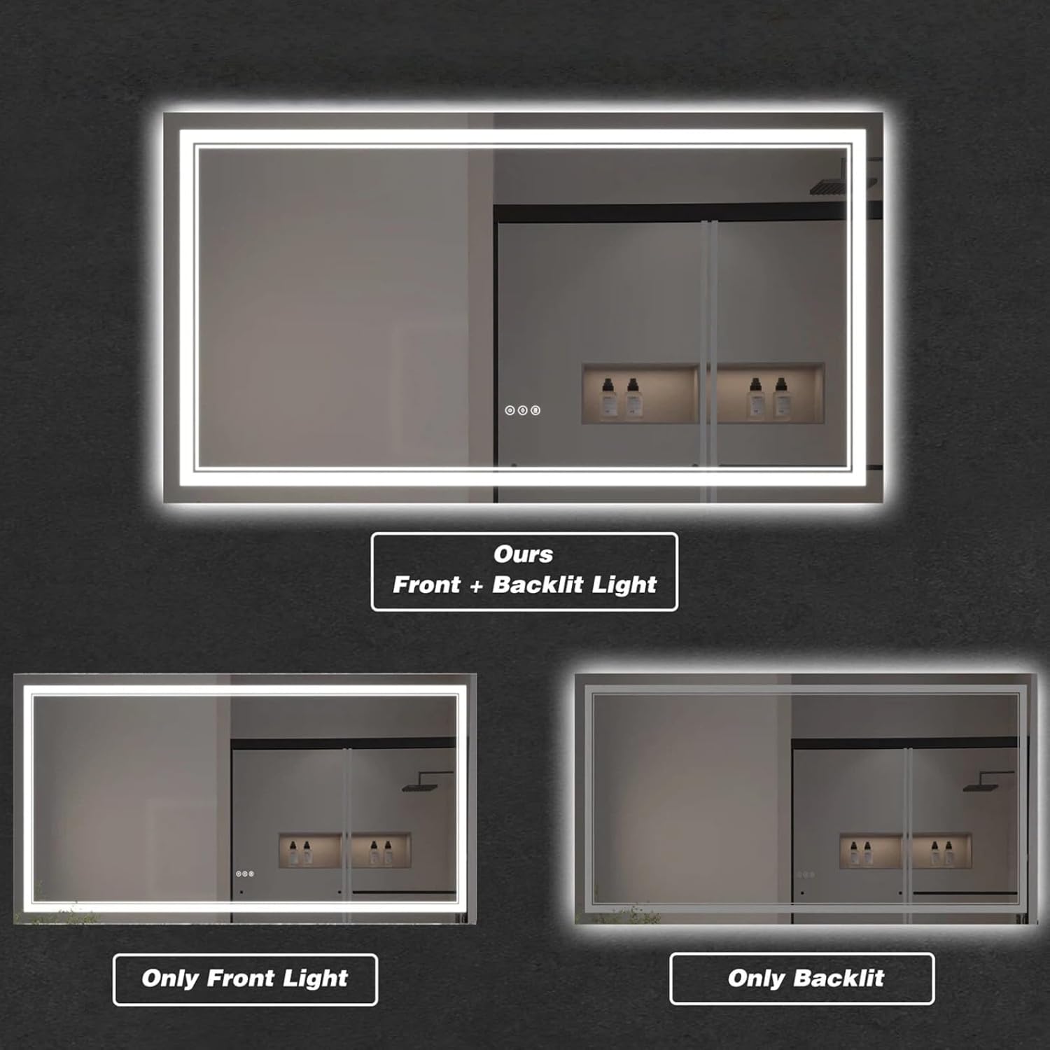LED Bathroom Mirror with Lights, Wall Mirrors