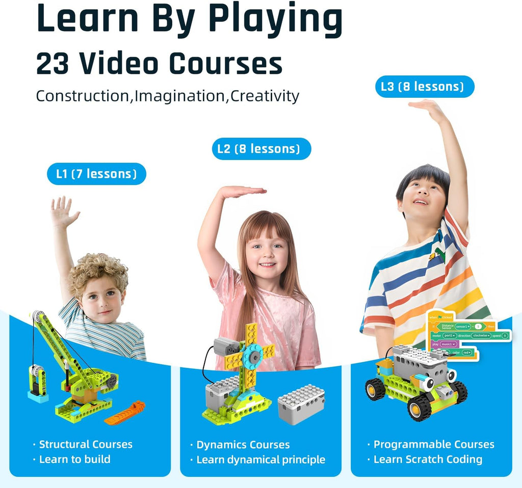 makerzoid Coding Robot Toy for Kids 6+, 100+ in 1 APP Control Robots Building Toys, Programmable Scratch Coding Kit with 23 Video Courses,Birthday Toy for Kids (370 Blocks)