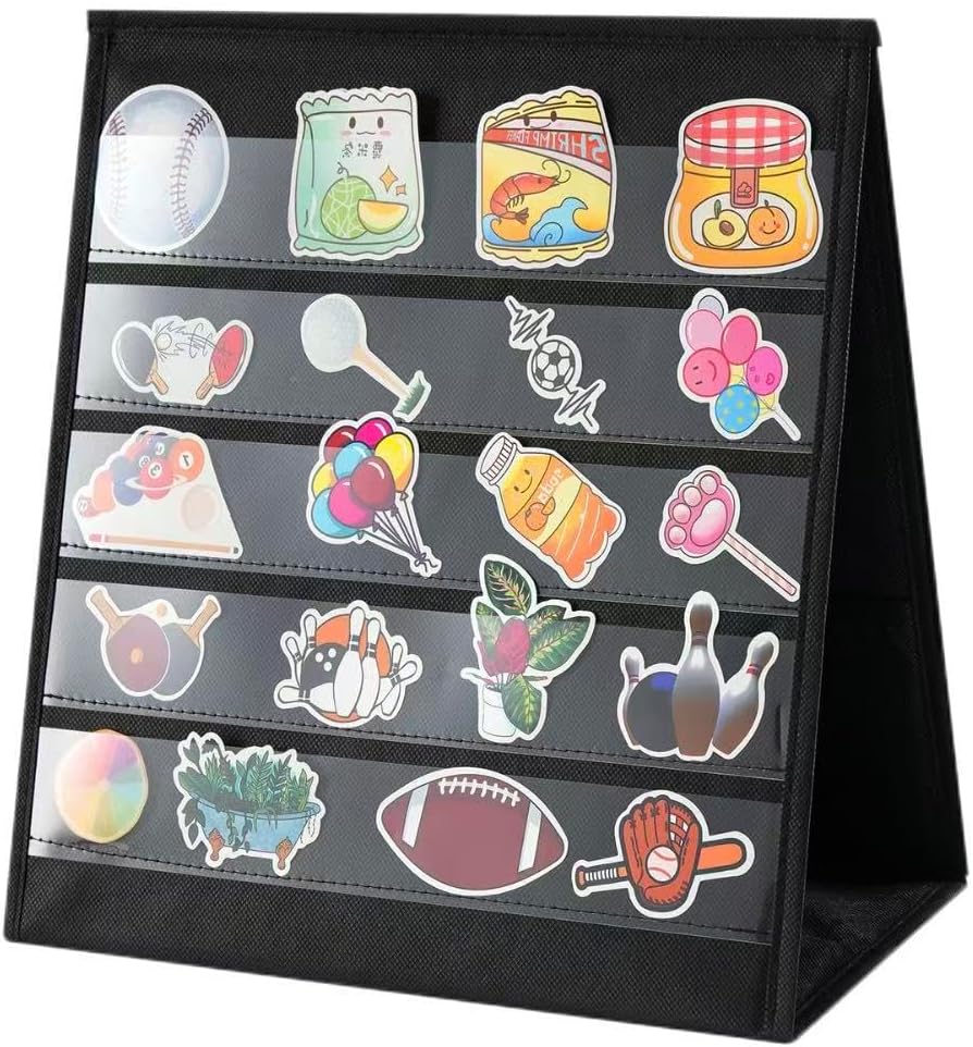 UCEC Portable Sticker Display Stand Foldable, Non-Woven Fabric Sticker Holder Display Double Sided, Sticker Organizer for Vendor Events, Craft Shows & Small Business Displays (5 Layers 13×12.2in)