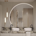 Niccy 40" Semicircular Wall Mounted Frameless LED Mirror, Modern Half Moon Design, Anti-Fog, Shatter-Proof, 3 Color Temperatures, Dimmable Light, Bathroom & Bedroom Use