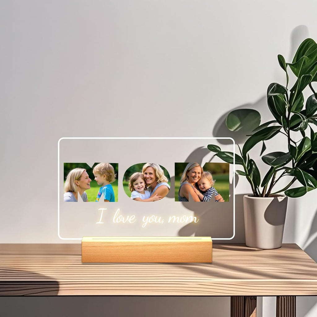 Personalized Picture Frames with Photo, Custom Photo Frame with Night Light, Customized Girlfriend Photo Gifts, Ideal Gift for Couples Anniversary Birthday Mom Dad Him Her