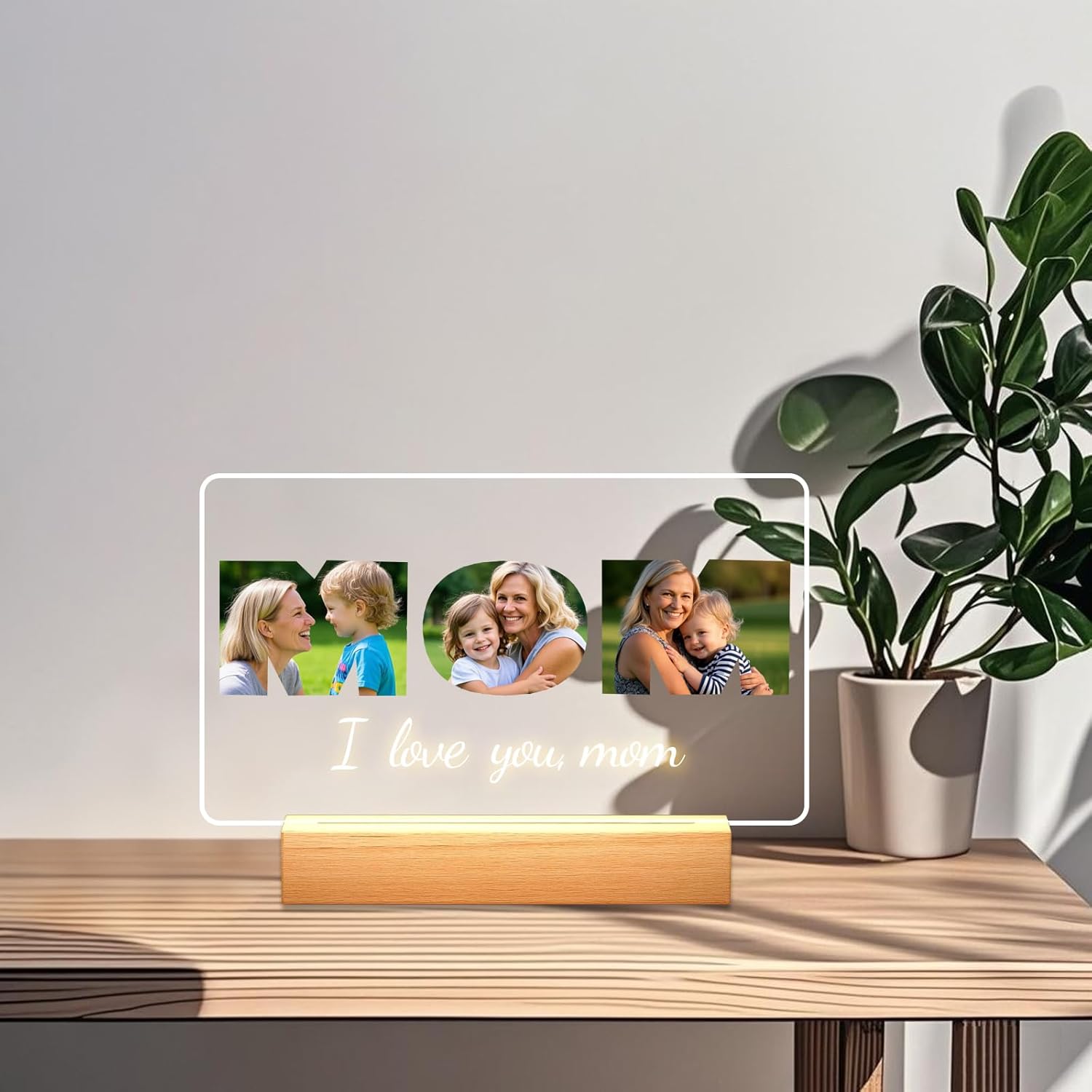 Personalized Picture Frames with Photo, Custom Photo Frame with Night Light, Customized Girlfriend Photo Gifts, Ideal Gift for Couples Anniversary Birthday Mom Dad Him Her