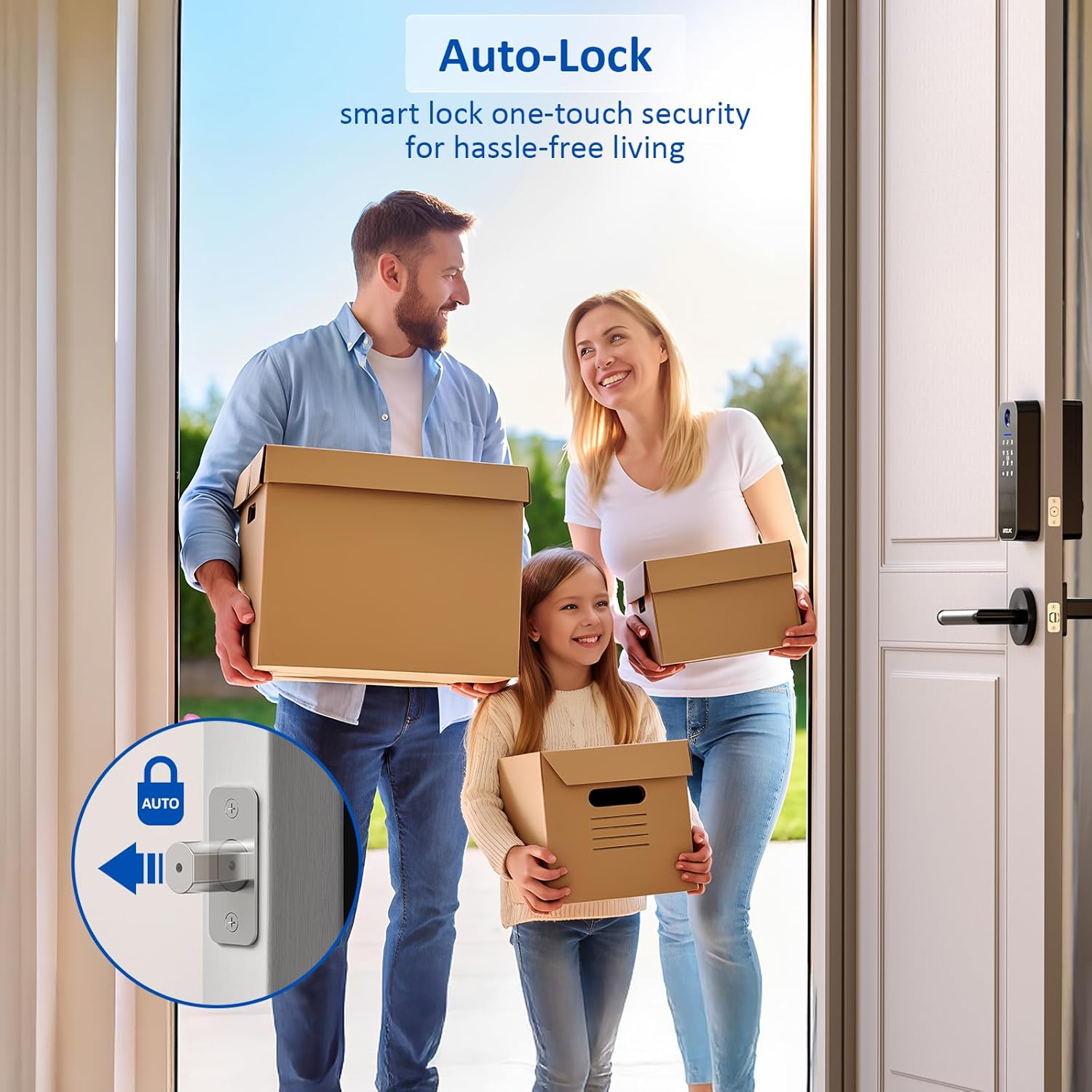 Smart Deadbolt Door Lock with Keypad:Amzloc Fingerprint Keyless Entry Door Lock, Smart Lock for Front Door,Bluetooth APP Control,Auto Lock,Easy Install,IP65 Waterproof