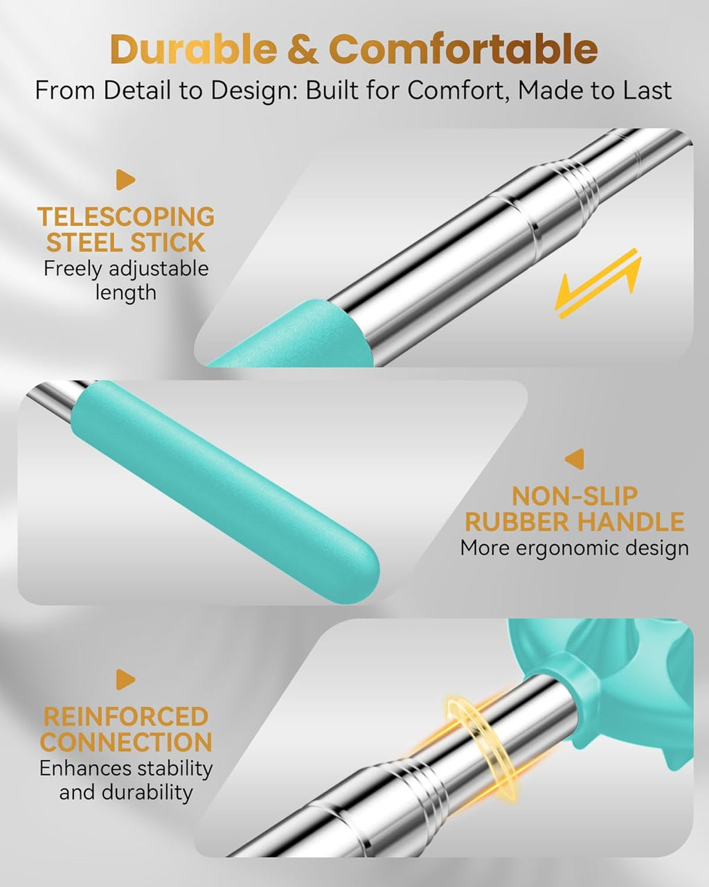 Upgraded Reinforced Telescoping Back Scratcher with 5 Detachable Heads, Larger Scratching Tips, Stocking Stuffer & White Elephant Gifts for for Men Women Adults