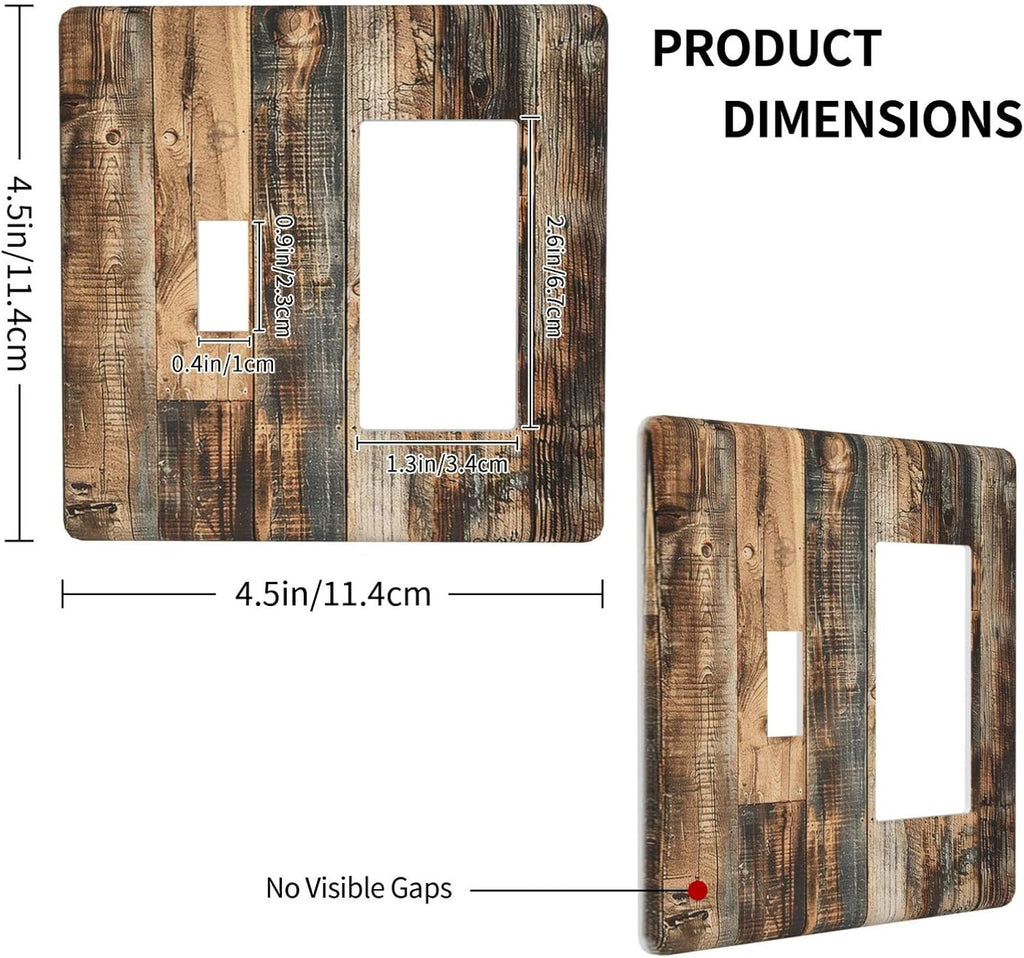 Outlet Covers Rustic Brown Wood Pattern Splice Plank 1 Toggle 1 Rocker Combination Decorative Wall Plate Electrical Switch Plates Light Switch Cover Plate For Farmhouse Cabin Decor