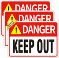 Danger Keep Out Sign – 3 Pack 14x10 Inch Aluminum Metal Safety Signs, Rust Free, UV Protected, Easy to Mount for Construction, Hazard, and Restricted Areas (3)