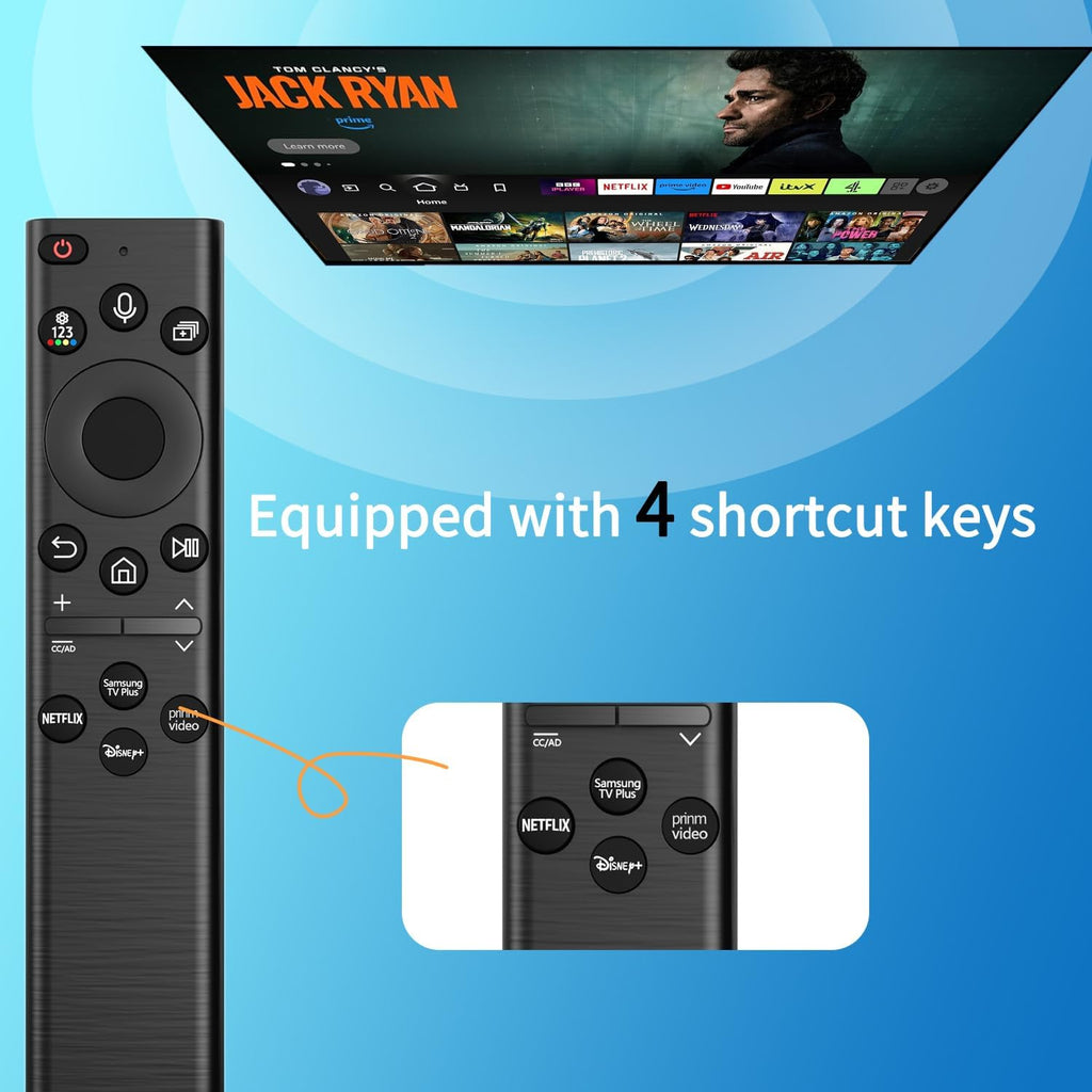 BN59-01385A Solar Voice Remote Control Replacement for Samsung TV Remote with 4 Shortcut Buttons, Compatible with Samsung Smart TVs 4k 8K Ultra HD Neo QLED, The Frame and Crystal UHD Series