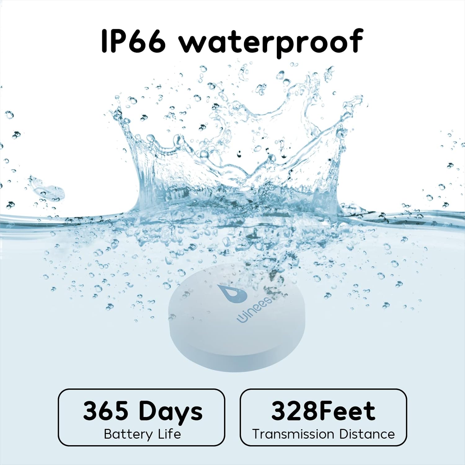 Winees WiFi Water Leak Detector, 3 Pack Water Sensors(Hub Not Included), Easy Set Up, 100M Transmission for Basement, Bathroom, Laundry, IFTTT, S1 FSK(Accessory)