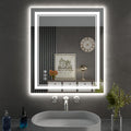 24 x 28 Inch LED Bathroom Mirror, Front Light and Backlit Anti-Fog Dimmable Memory Lighted Vanity Mirror, Shatterproof Wall-Mounted Led Mirror for Bathroom