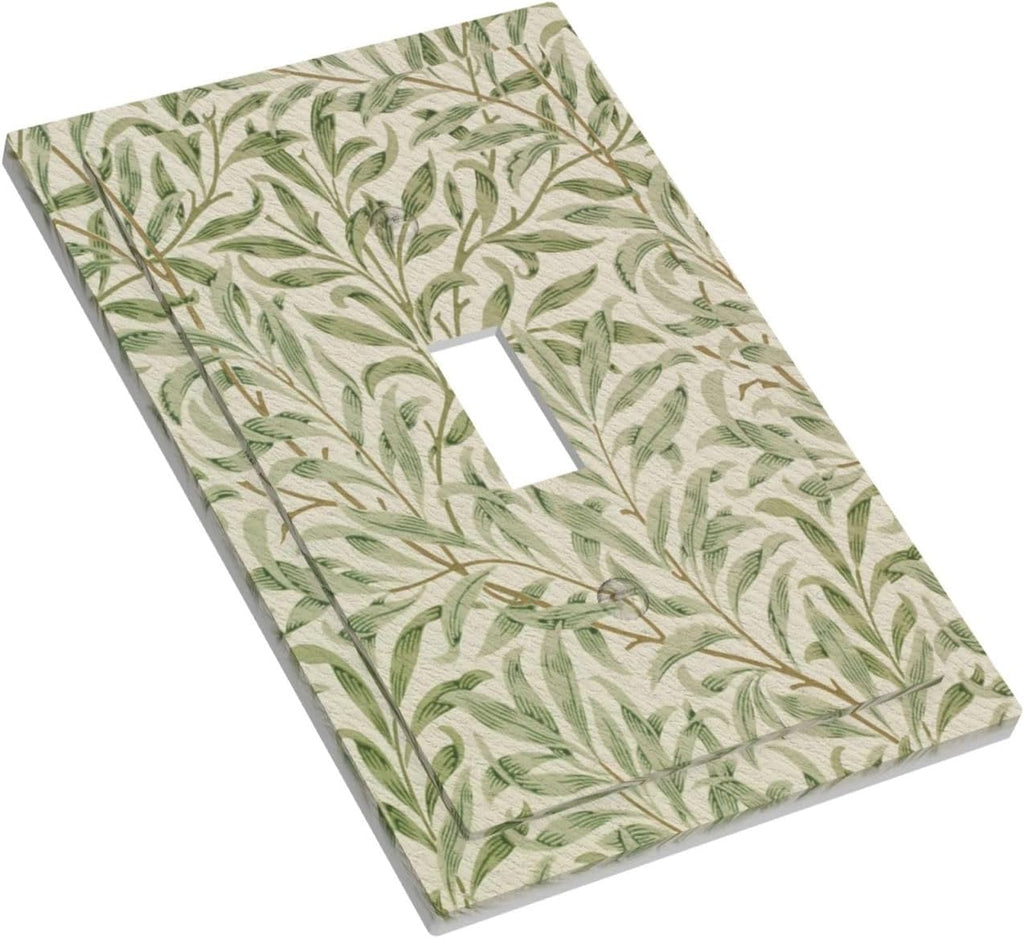 Decorative Light Switch Plate Covers Vintage Morris Willow Leaf Green Leaves 1 Gang Wall Plate Single Toggle Switch Cover Plate Jumbo Electrical Switchplate Receptacle Faceplate
