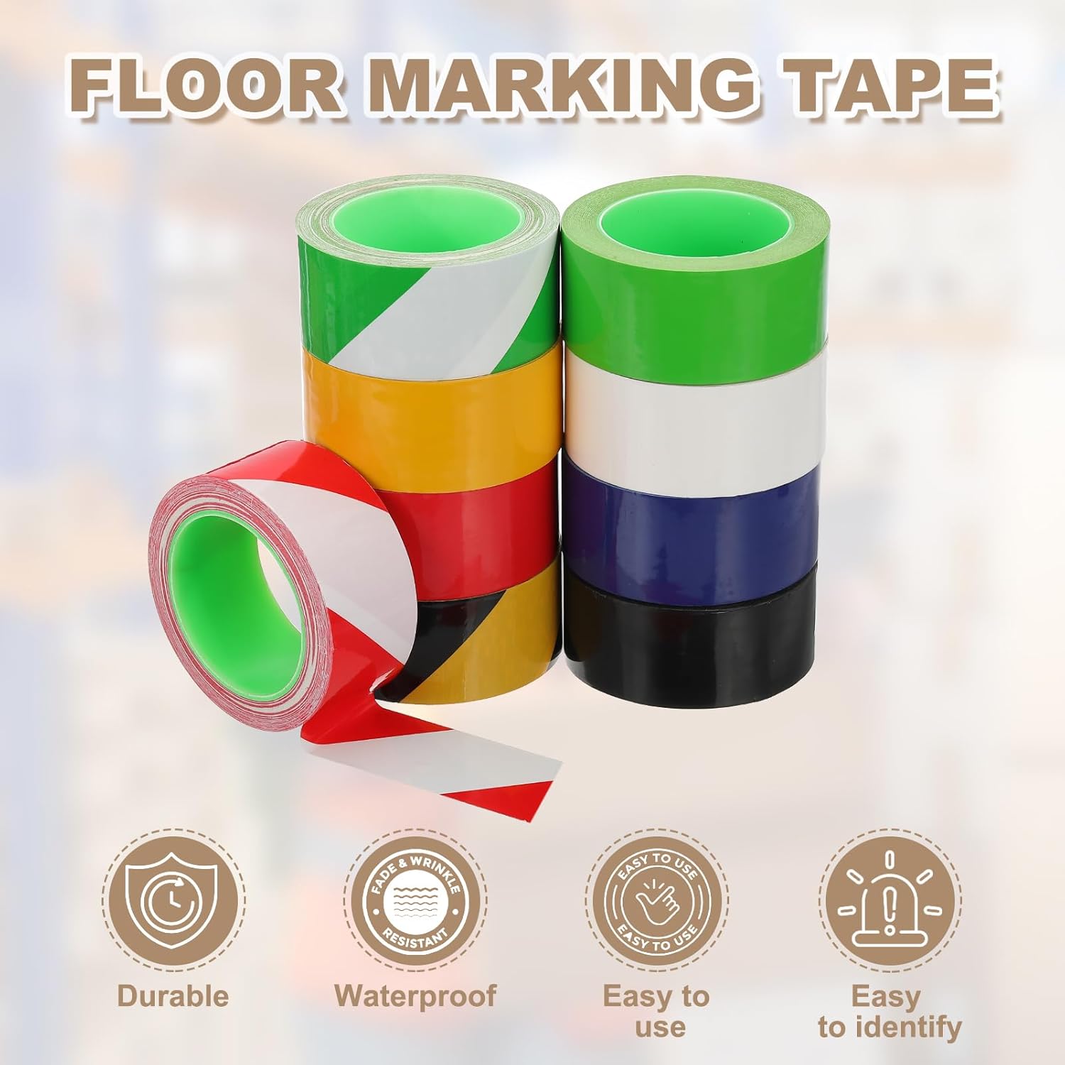 PATIKIL Floor Marking Tape 2 Inch x 110 Ft, 6 Pcs Self-Adhesive Warning Safety Tape Caution Stripe for Walls Floors Pipes Equipment Outdoor, Red