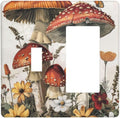 Outlet Covers Mushroom Forest Butterfly Wild Flower 1 Toggle 1 Rocker Combination Decorative Wall Plate Electrical Switch Plates Light Switch Cover Plate For Bed Room Living Room Decor