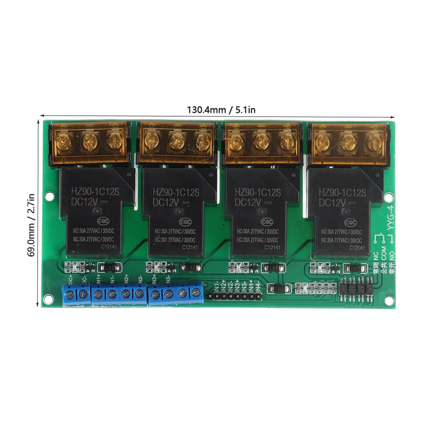 30A 4 Channel Relay Module Expansion Board for DSP AVR ARM (12VDC)